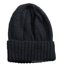 Wholesale Custom Black Plain Knitted Beanie